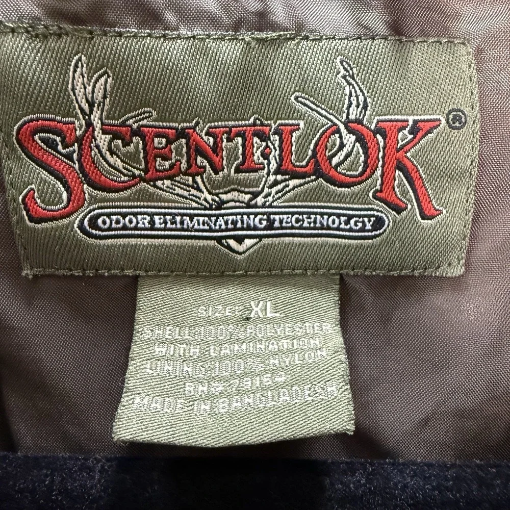 ScentLok Camo‎ Jacket Mens XL Full Zip Snap Hunting Coat Mossy Oak Pockets Lined